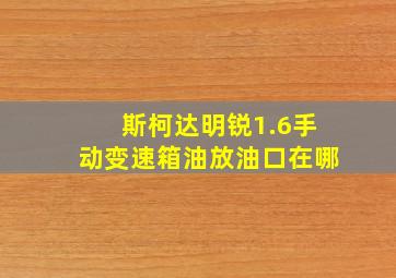 斯柯达明锐1.6手动变速箱油放油口在哪