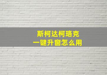 斯柯达柯珞克一键升窗怎么用