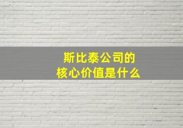 斯比泰公司的核心价值是什么