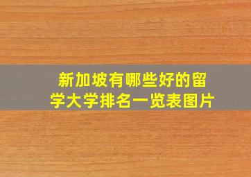 新加坡有哪些好的留学大学排名一览表图片