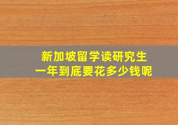 新加坡留学读研究生一年到底要花多少钱呢