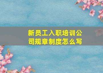 新员工入职培训公司规章制度怎么写