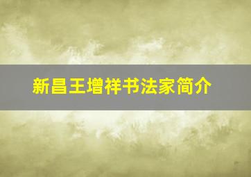 新昌王增祥书法家简介