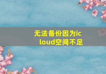 无法备份因为icloud空间不足