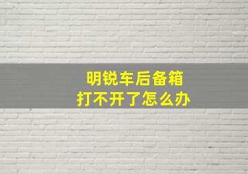 明锐车后备箱打不开了怎么办