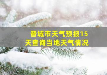 晋城市天气预报15天查询当地天气情况