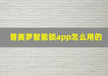 普赛罗智能锁app怎么用的