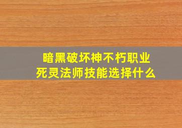 暗黑破坏神不朽职业死灵法师技能选择什么