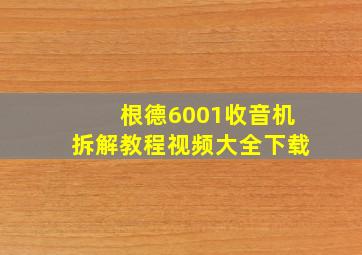 根德6001收音机拆解教程视频大全下载