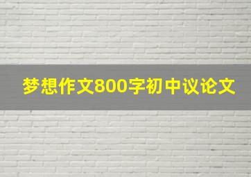 梦想作文800字初中议论文