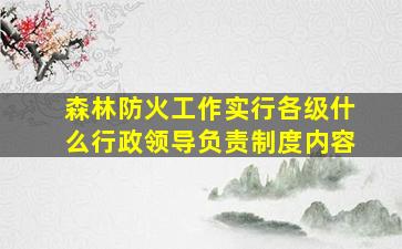 森林防火工作实行各级什么行政领导负责制度内容