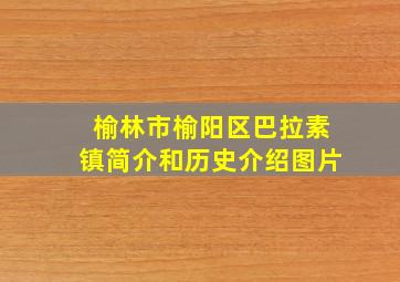 榆林市榆阳区巴拉素镇简介和历史介绍图片