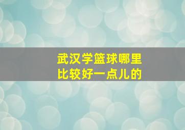 武汉学篮球哪里比较好一点儿的