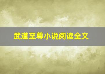 武道至尊小说阅读全文