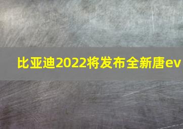 比亚迪2022将发布全新唐ev