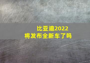 比亚迪2022将发布全新车了吗