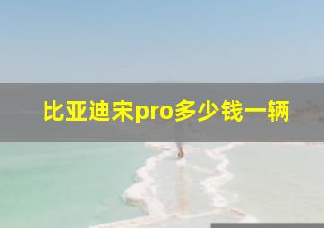 比亚迪宋pro多少钱一辆