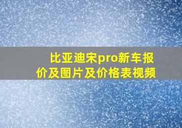 比亚迪宋pro新车报价及图片及价格表视频