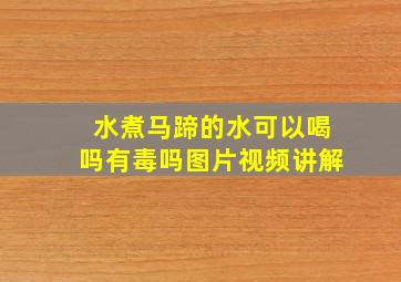 水煮马蹄的水可以喝吗有毒吗图片视频讲解