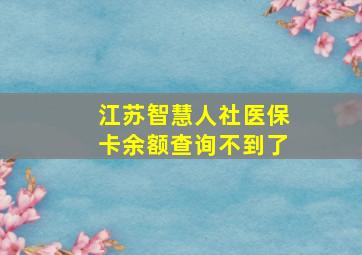 江苏智慧人社医保卡余额查询不到了