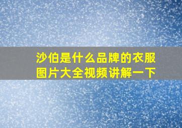 沙伯是什么品牌的衣服图片大全视频讲解一下