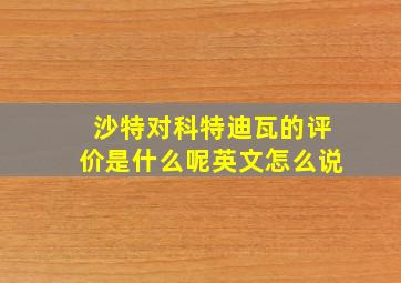 沙特对科特迪瓦的评价是什么呢英文怎么说