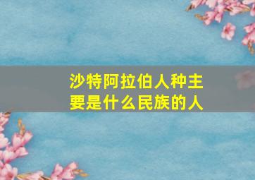 沙特阿拉伯人种主要是什么民族的人