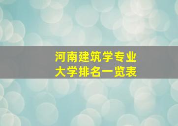 河南建筑学专业大学排名一览表