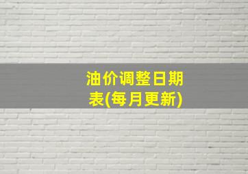 油价调整日期表(每月更新)