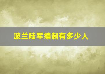 波兰陆军编制有多少人