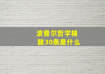 波普尔哲学精髓30条是什么