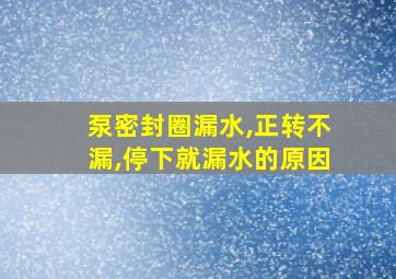 泵密封圈漏水,正转不漏,停下就漏水的原因