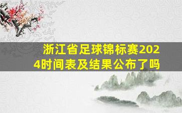 浙江省足球锦标赛2024时间表及结果公布了吗