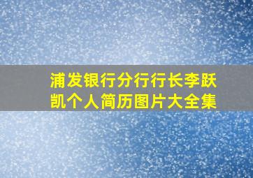 浦发银行分行行长李跃凯个人简历图片大全集