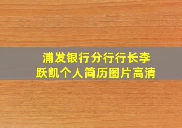 浦发银行分行行长李跃凯个人简历图片高清