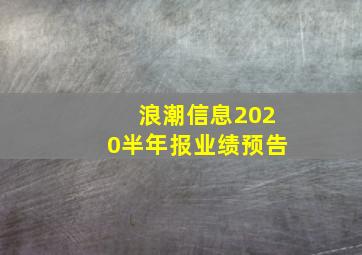 浪潮信息2020半年报业绩预告