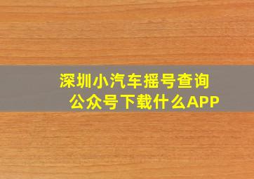 深圳小汽车摇号查询公众号下载什么APP