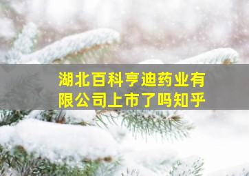 湖北百科亨迪药业有限公司上市了吗知乎