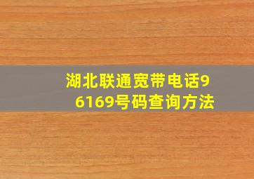 湖北联通宽带电话96169号码查询方法