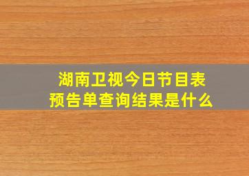 湖南卫视今日节目表预告单查询结果是什么