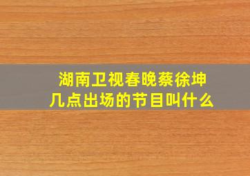 湖南卫视春晚蔡徐坤几点出场的节目叫什么