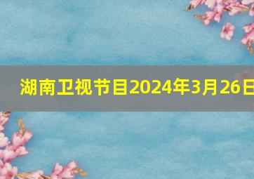 湖南卫视节目2024年3月26日