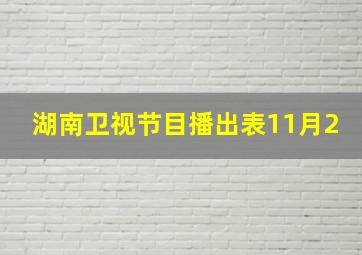 湖南卫视节目播出表11月2