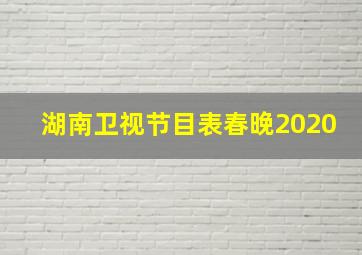 湖南卫视节目表春晚2020