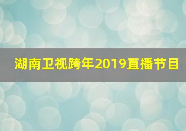 湖南卫视跨年2019直播节目