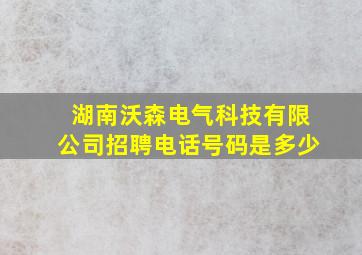 湖南沃森电气科技有限公司招聘电话号码是多少