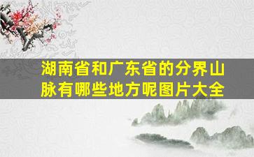 湖南省和广东省的分界山脉有哪些地方呢图片大全