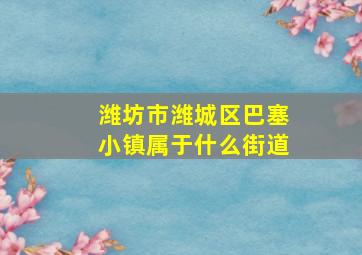 潍坊市潍城区巴塞小镇属于什么街道