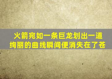 火箭宛如一条巨龙划出一道绚丽的曲线瞬间便消失在了苍