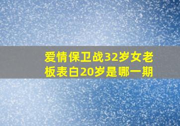 爱情保卫战32岁女老板表白20岁是哪一期